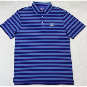 Straight Down Mens Golf Purple Blue Striped Polo size L. Bearpath CC.‎